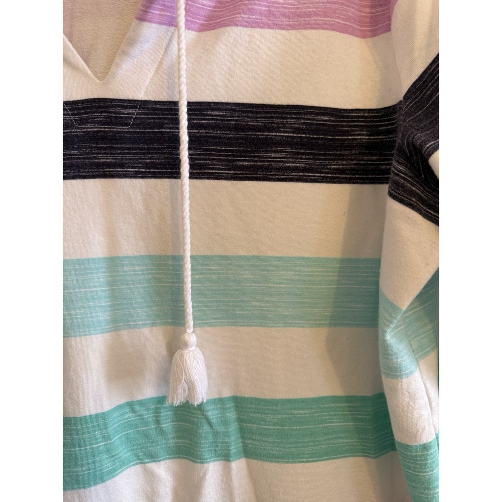 T by Talbots Sz 1X Women's Striped Pullover Top Multicolor Nautical V-neck - Picture 2 of 5